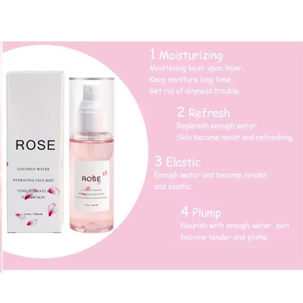 Facial Skin Brighten Rose Water Toner Moisturizing Whitening Hydrating Toner For Dry Skin
