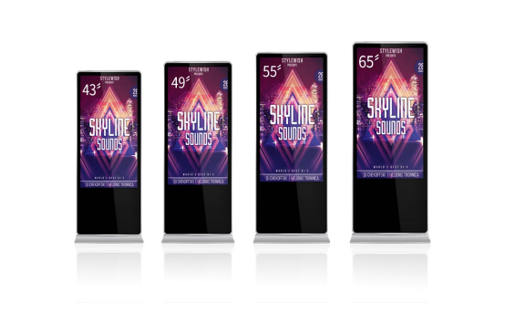 43 Inch Floor Standing Digital Signage Display 178 Degrees FCC Approval Advertising Kiosk Capacitive Touch With Android Or Windows System