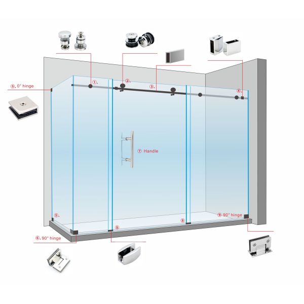 180 Degree Stainless Steel Shower Door Glass Clamp Hinge for Long Life Laundry Needs