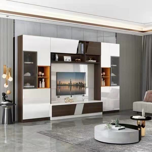 Wall Mounted Automatic TV Lift Cabinet White Hidden Pop Up Fireplace