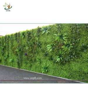 China UVG green leaf artificial grass wall with high imitation plants for outdoor decoration GRW01 on sale