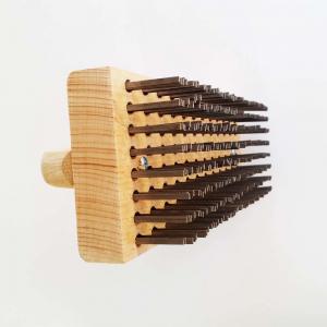 China Remove Rust Wooden Block Scratch Brush With Flat Steel Bristles wholesale