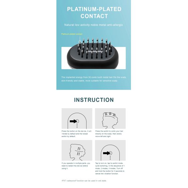 Home Use Mini Hair Comb Brush Improve Hair Growth ABS Stainless Steel Bar Massage Comb Brush