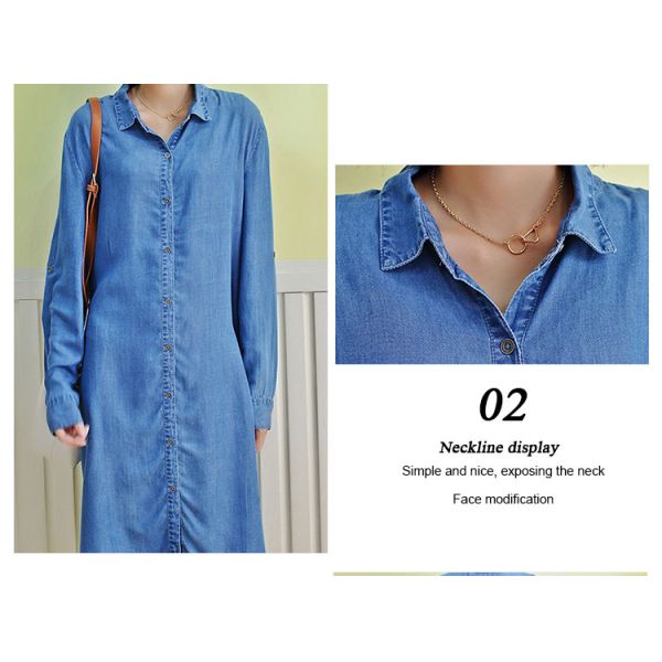 100% Lyocell Women'S Denim Blouses And Tops Casual Oversized Dress