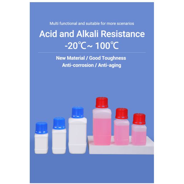 100ml HDPE Square Laboratory Reagent Bottle Containers Screw Cap