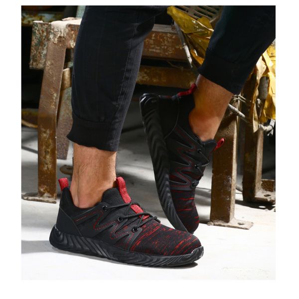 Breathable Work Shoes Flying Knit Safety Shoes Comfortable Safety Shoes Construction Work Shoes For Summer