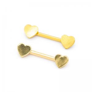 China Smooth Surface Gold Nipple Piercings Jewelry Heart End 14G 1.6mm on sale