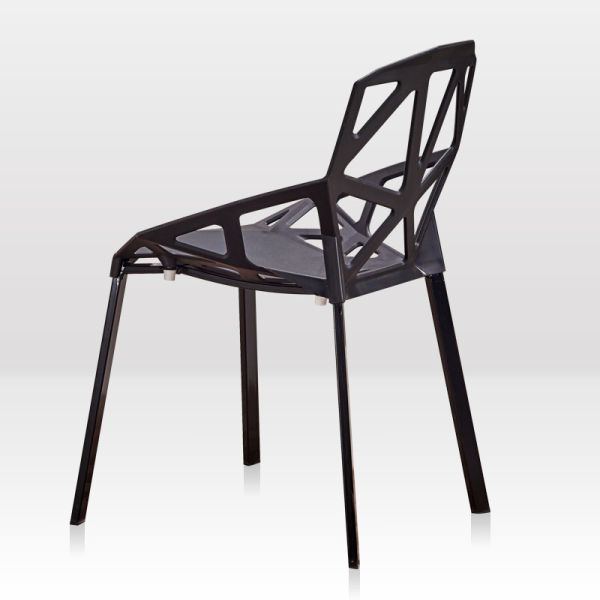 Quality Hollow Modern Metal Dining Chairs , Black Metal Leg Dining Chair for sale