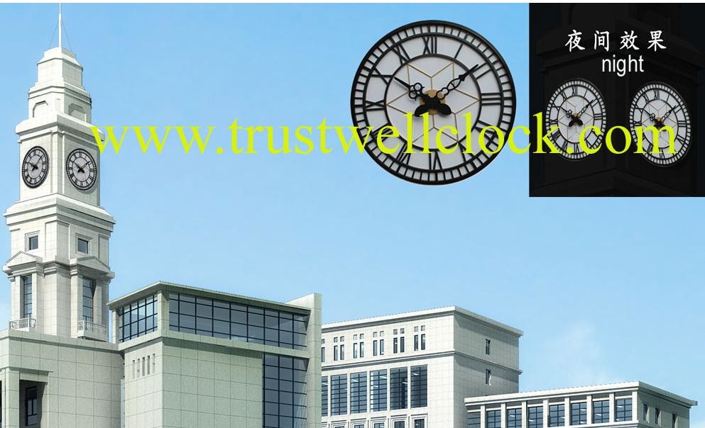 Quality four 4 faces tower building clocks with GPS synchronization,double side street clock-GOOD CLOCK YANTAI)TRUST-WELL CO LT. for sale