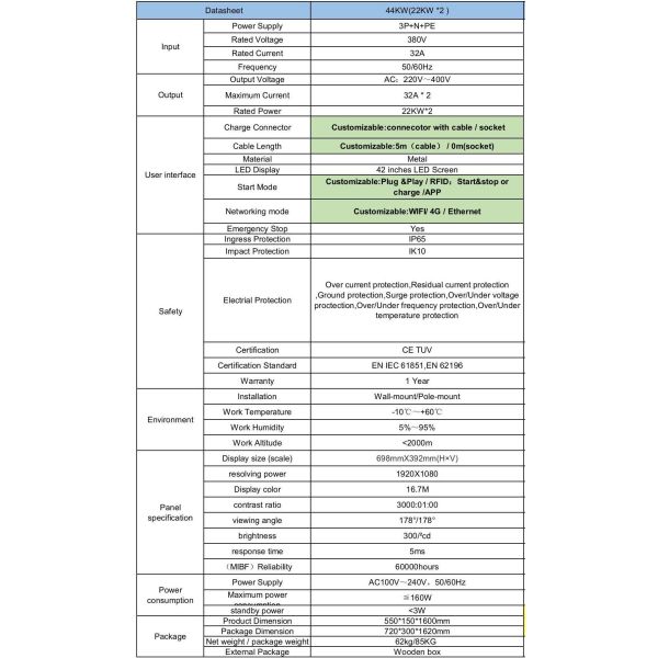 3 Phase Car EVSE EV Charger LED Level 2 CCS Car Charger For Electric Cars