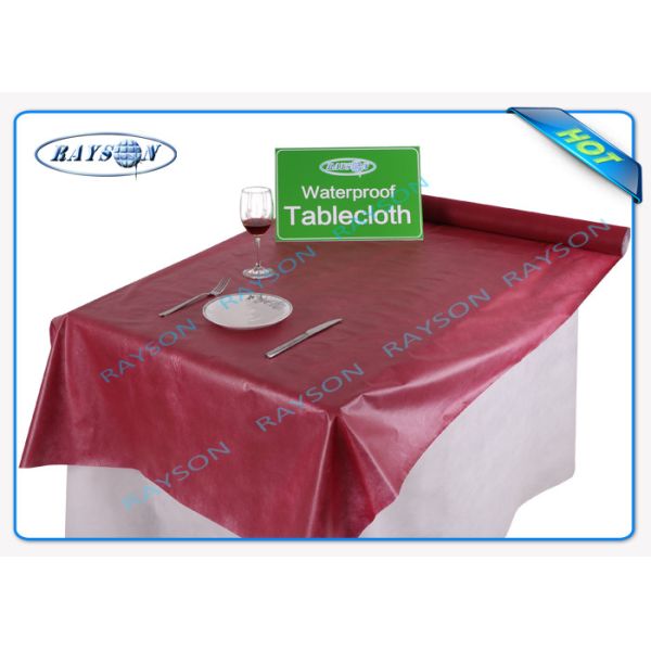 PP Non Woven Tablecloth Pink Red Vinyl Table Covers Napkins Customer Label / Neutral Label