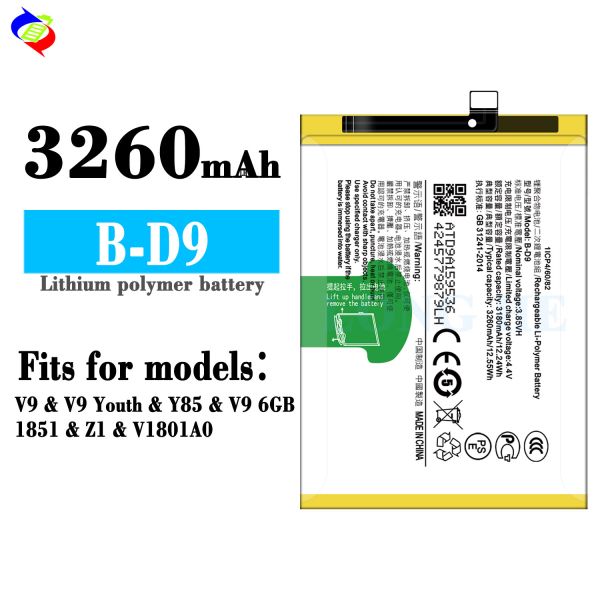 Stock 3260mAh B-D9 V9 pro Y89 Z1i V9 Youth Y85 Mobile phone battery for VIVO Z1 battery