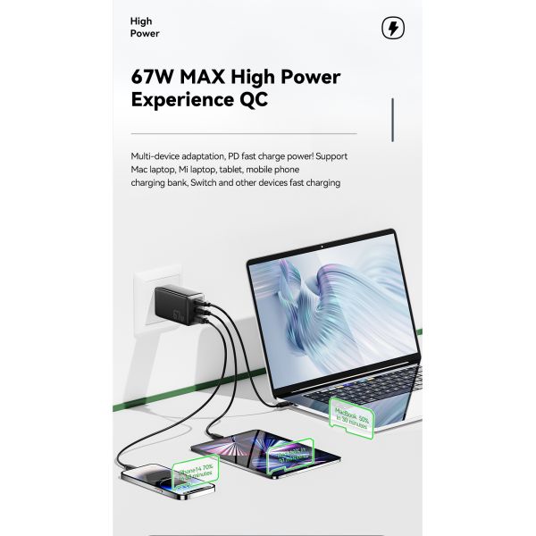 ESSAGER G671A2CU Series USB Fast Charger Type C Quick Charger 67W