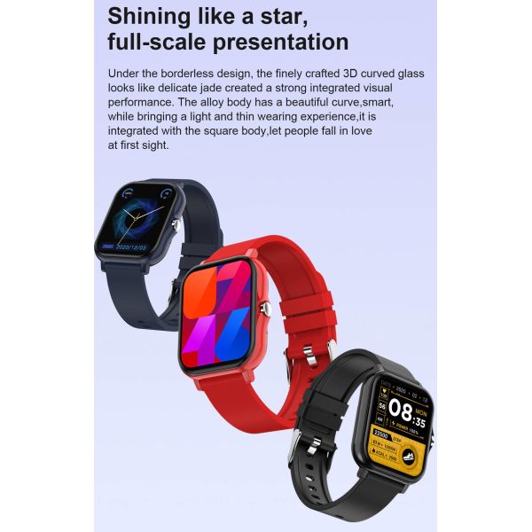 Vibration Remind Smart Sport Watch Full Touch Body Temperature Monitor IPX7 Waterproof