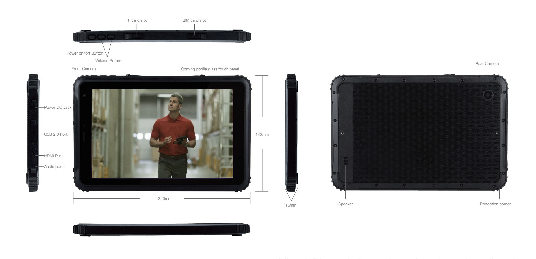 450cd/m2 8in Industrial Rugged Tablet Windows 10 NFC GPS IP67