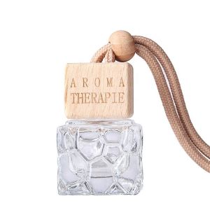 Buy cheap 7ml Square Honeycomb Glass Hanging Car Air Freshener Bottle With Wood Lid Brown from wholesalers