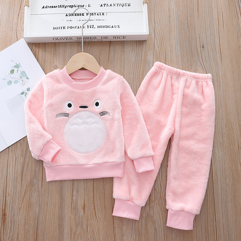 Winter Children's Cartoon Cat Pajamas Cute Home Wear For Baby Girl