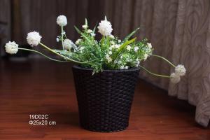 China 25cm Round shape Black color PE rattan woven flower pot and plant pots,hanging flower pot, flower pot wholesale