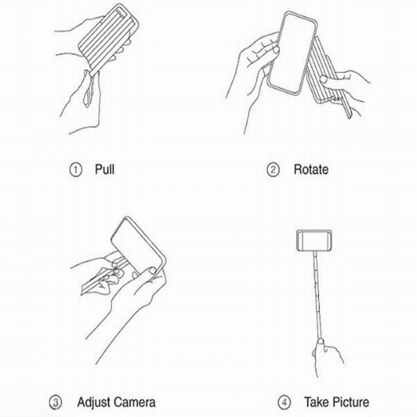 selfie stick phone case with bluetooth shutter button for iphone 6/6s