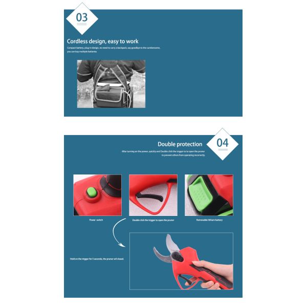 Swansoft 21V Wireless 3.2CM Electric Pruning Scissors Rechargeable Scissors Pruning Scissors Branch Cutt