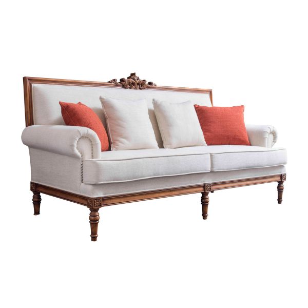 Hotel reception Sofa Set of Leisure style Fabric upholstered sofa 2+3 seat wood in white painting