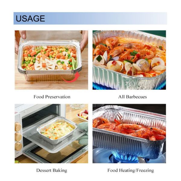 Disposable Tin Foil Trays Food Packaging Aluminium Container Disposable Aluminum Tray With Plastic Lid