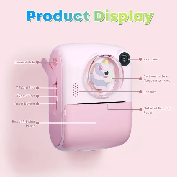 Kids Camera Instant Print Photo 1080P Video Digital Thermal Printing