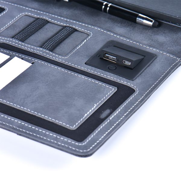 Soft Pu Leather Business Notebook , Customized Power Bank Notebook