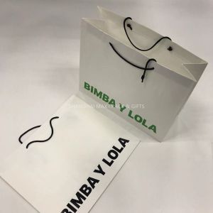 Shopping Branded Paper Bags With My Logo Foil Printing With Black String Handle