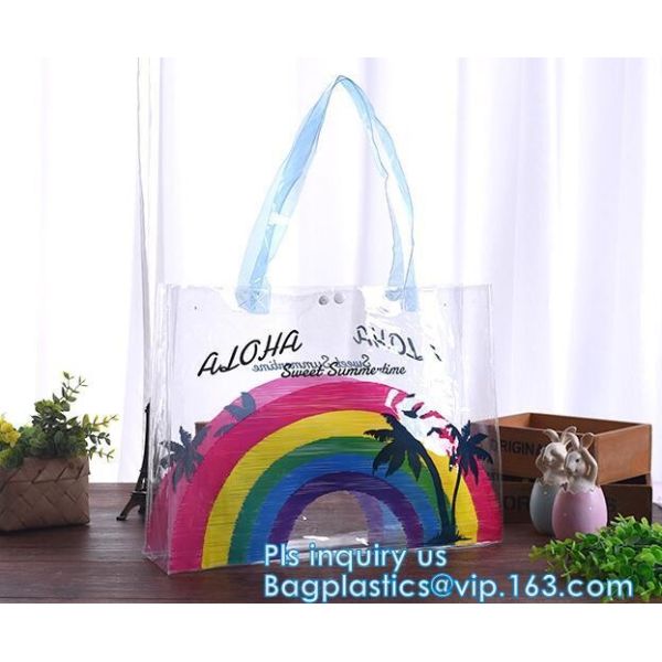 pvc shoulder bag large capacity tote bag for women, laser shoulder bag pvc leather tote bag, Studded Clear Tote/PVC shou
