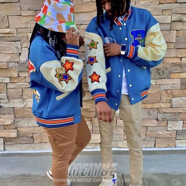 Custom Unisex Chenille Leather Sleeves Letter Embroidery Patch Baseball Men Jacket Letterman Fleece Varsity Jacket Streetwear