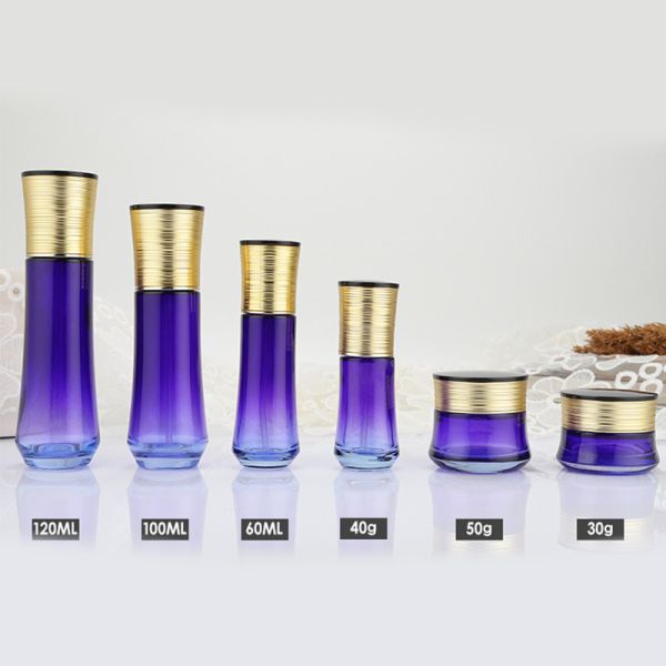 Luxury 120ml 50g Cosmetic Glass Bottles Hot Stamping With Screw Cap