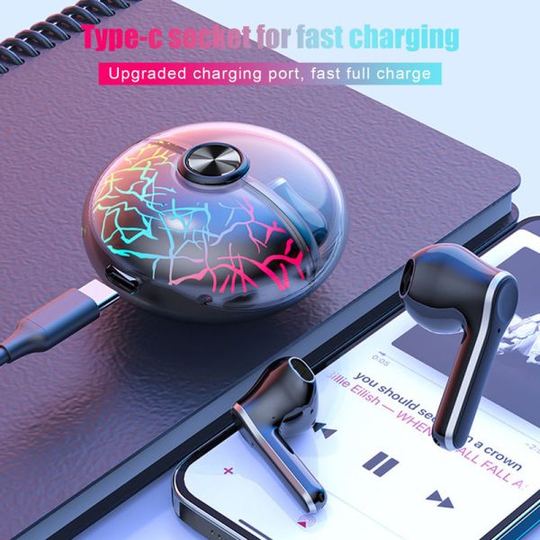 Cracked Colorful True Wireless Stereo Earphones In Ear BT5.0 for Smartphone