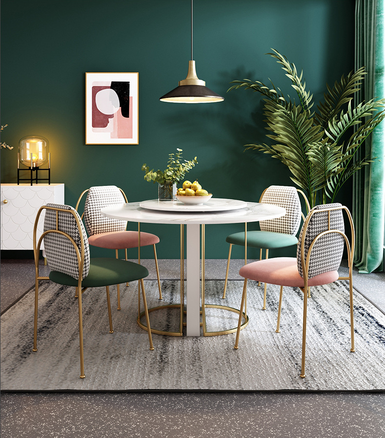 Luxury Nordic Upholstered Dining Chairs , Post Modern Round Dining Chairs