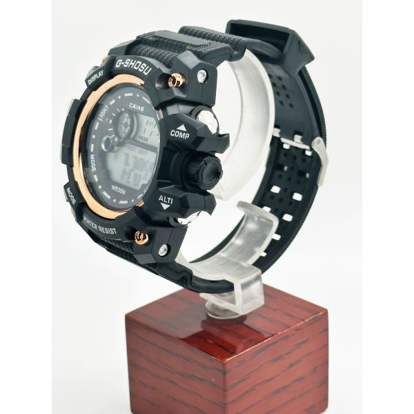 Digital Display Round Men Quartz Watch With Durable Buckle Clasp