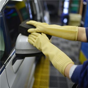 China Beautiful Household Cleaning Extra Long Sleeve Rubber Gloves Flocklined Or Unlined on sale