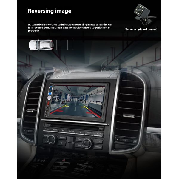 Creatall 7-Inch Dual Reel Reverse Camera MP5 Player for Bluetooth Central Control Screen CarPlay Navigation Android Auto Mirror