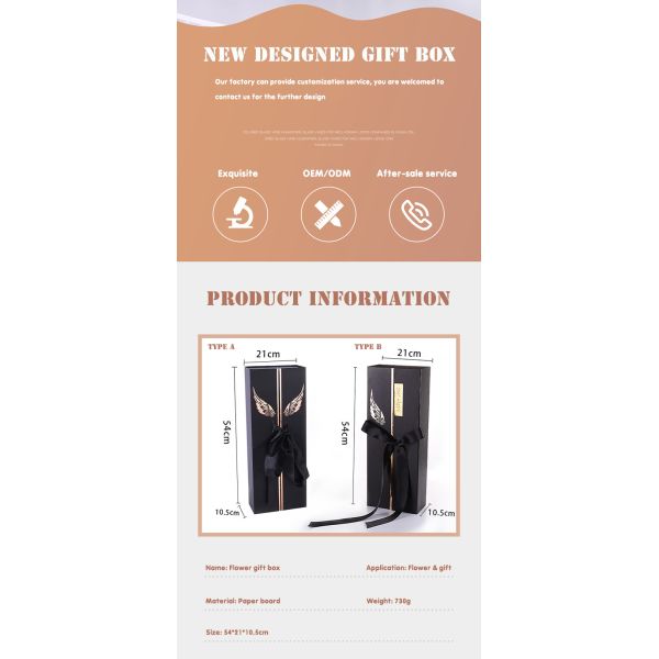 Black Square Cardboard Foldable Luxury Flower Gift Box Flower Packaging Box Paper Flower Box