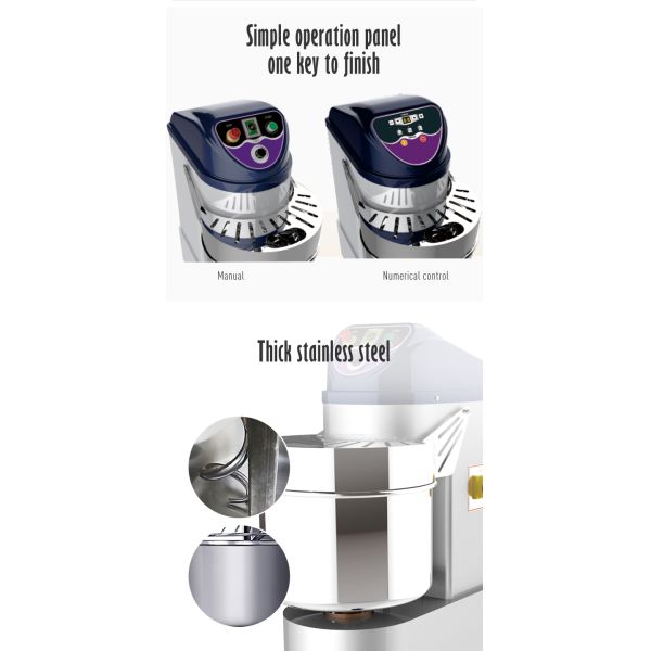 60L 520r/min Stainless Steel Spiral Food Planetary Mixer