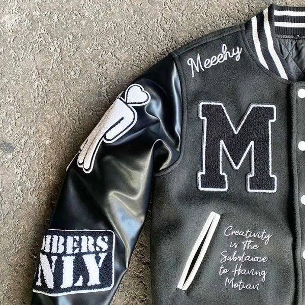 Custom Logo Patchwork Streetwear High Quality Chenille Embroidery Winter Leather Bomber Letterman Men Varsity Jacket for Men