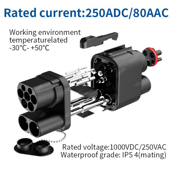 Olink Brand-new upgrade Adapter Ccs2 to Ccs1 Dc Fast Ev Charger 250a CCS 2 to CCS 1 Ev Connector for Electric Car