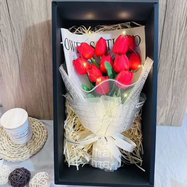 Christmas Rose Tulip Simulated Flower Bouquet Confession Birthday Gift Manufacturer Wholesale Bouquet Gift