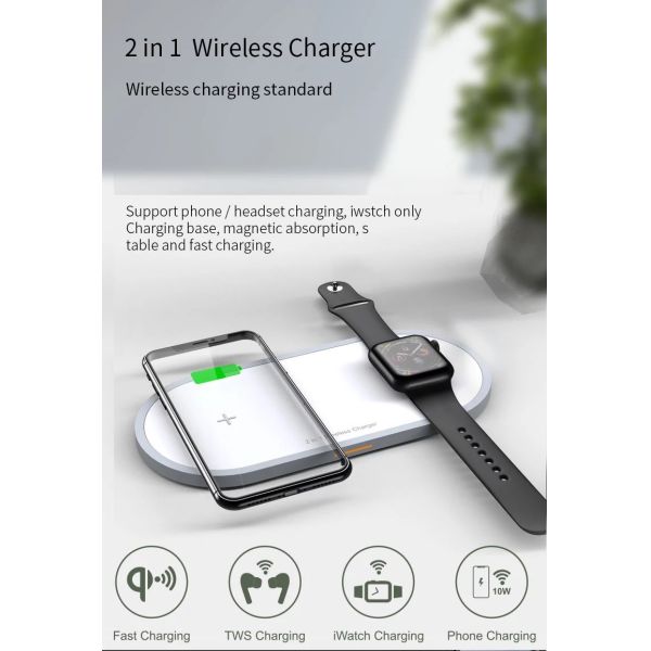 Wireless Charger Pad,Wireless Charging Dock Station for iWatch 5/4/3,Airpods 2/Pro,Fast Wireless Charging Pad for iPhone