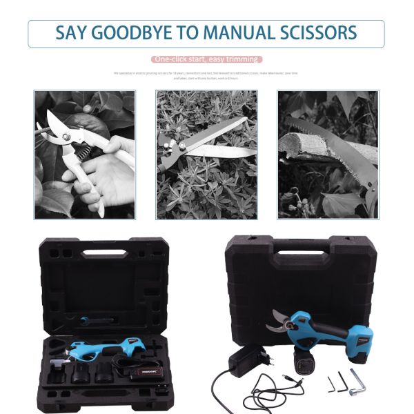 Swansoft LED Display Li-ion battery powered cordless electric pruning operated tree prunner cutting scissors pruner