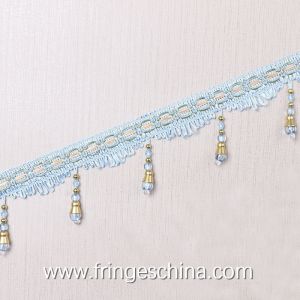 China Handmade fashionable chain beads lace tassels fringes for curtain/sofa/pillow decoration wholesale