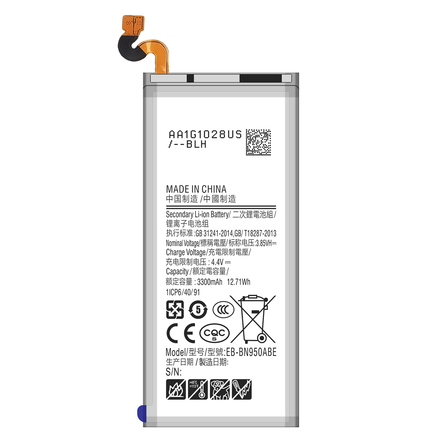 3000mAh A Grade Polymer Battery for Samsung Note8 EB-BN950ABE High Capacity