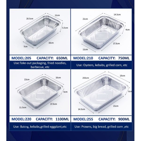 Recyclable Disposable Food Packaging Aluminum Containers Tin Foil Dishes Catering Aluminium Foil Tray