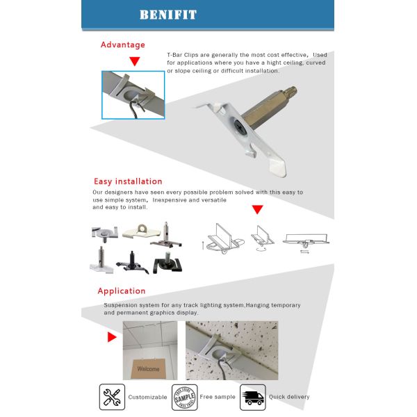 Factory Price T-bar Clip for Celling Track Lighting Suspension System