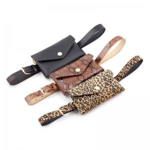 China Waist Bag Female Girdle Leopard Stripe 2 In 1 Ladies Belt Bag Waist Bag Belt Mobile Phone  Flap Leather Fanny Pack wholesale