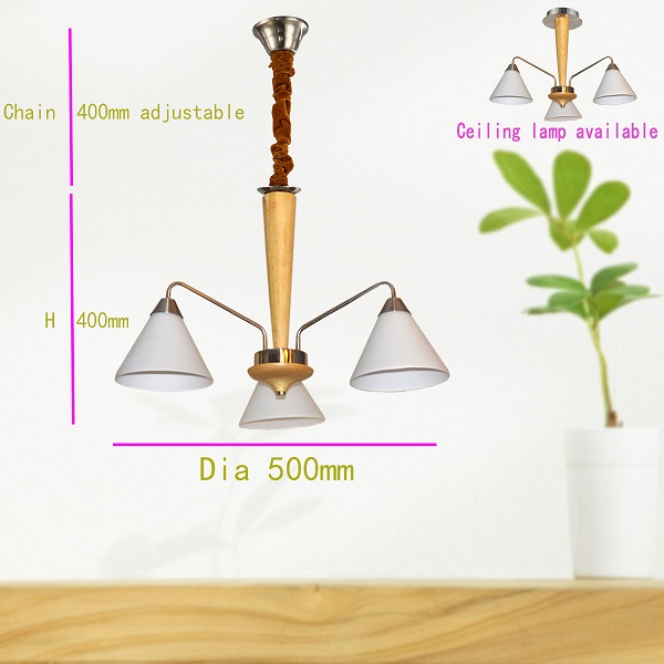 2014 newest wooden pendant lamp 3 armd chandelier lighting chrome finish with CE/ROHS
